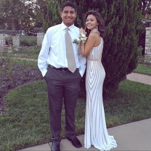 Jovani white and gold prom/evening dress size 2